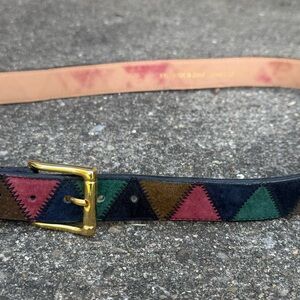 Vintage 90s Suede Patchwork Belt Size XXL VGUC Leather Retro Black Red Green